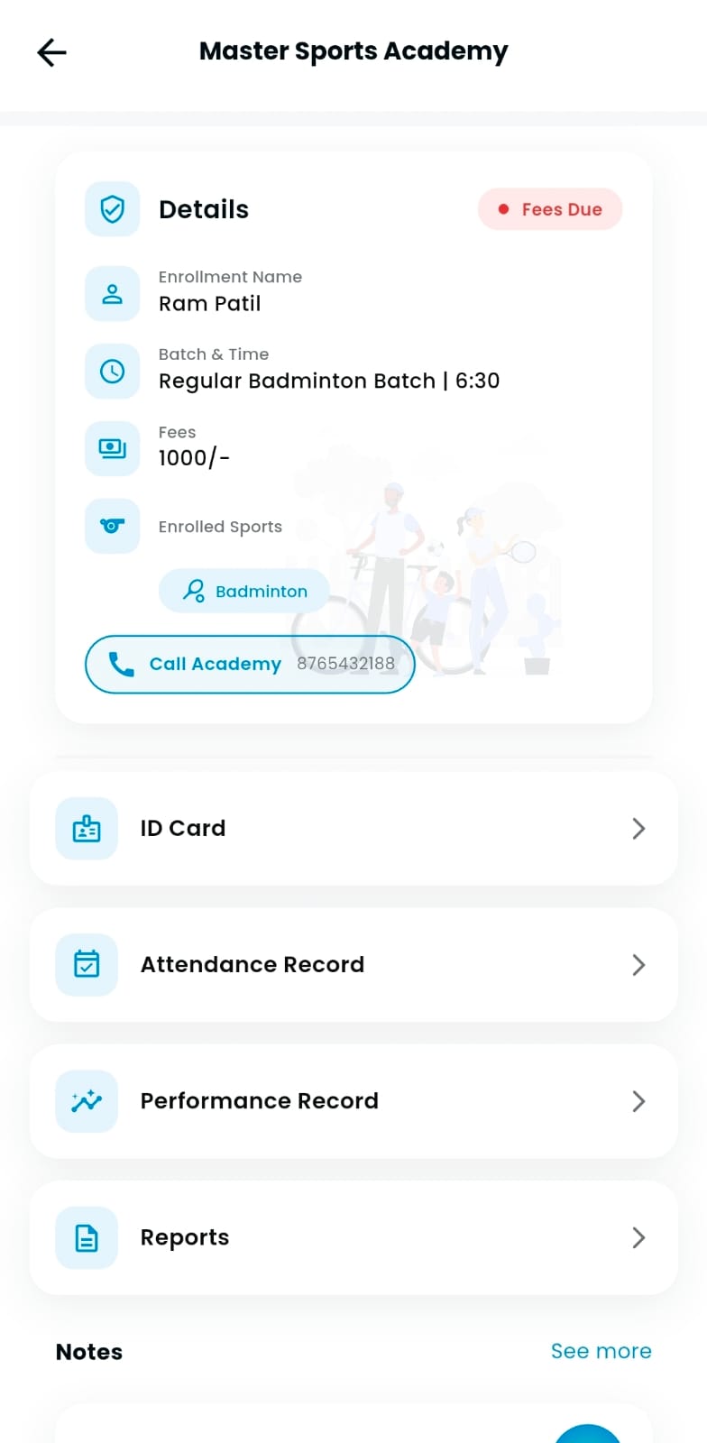 Academy enrollment details in the Capriole app