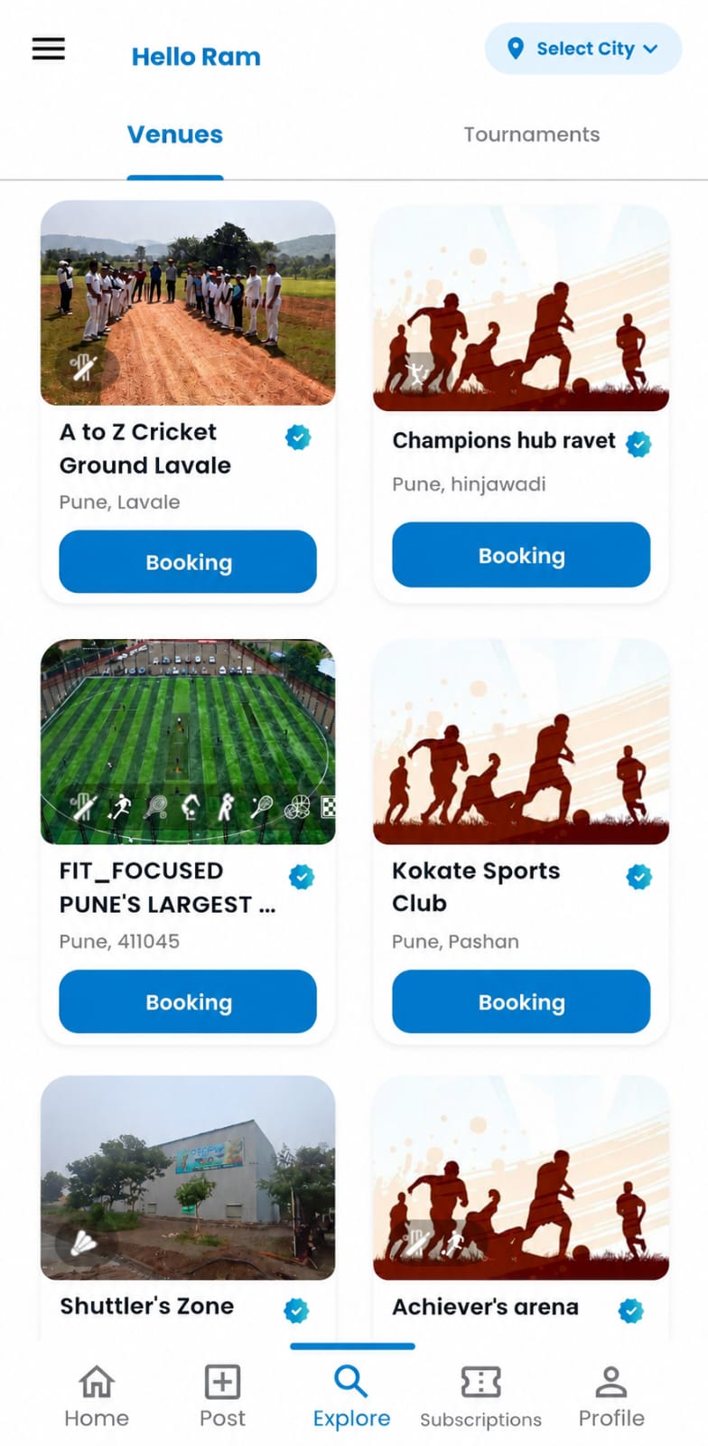 Discover and book venues in the Capriole app